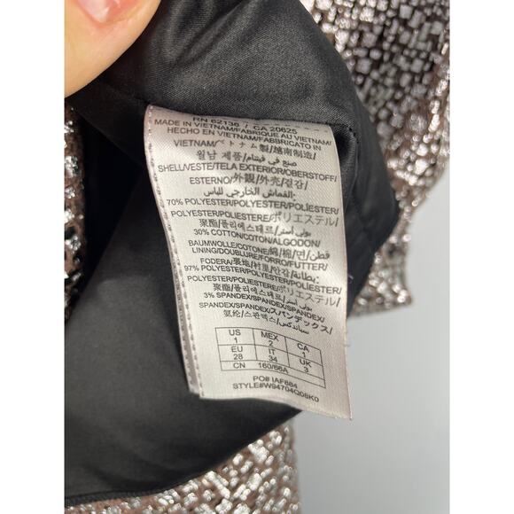 Guess Los Angeles, Size 1, Brown & Metallic Ruffle Mini Dress, Y2K, Shift, EUC - Picture 5 of 7